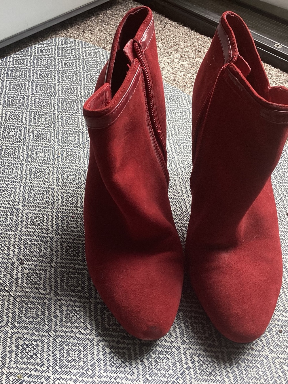 Nine West Red Suede Ankle Booties with Side Zip